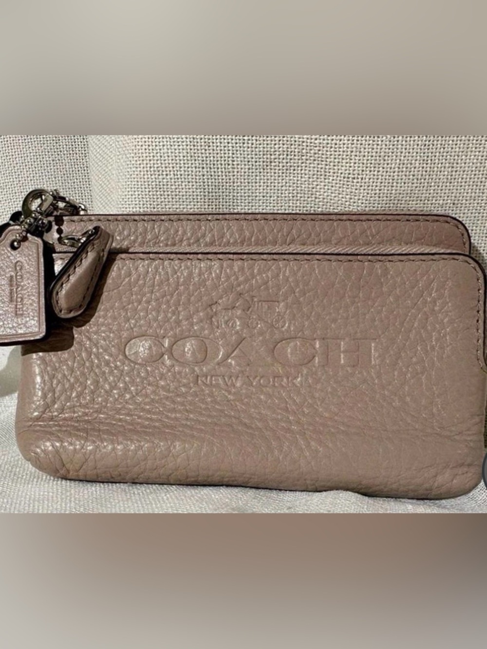 COACH Pebbled Leather Wallet in Taupe Brown